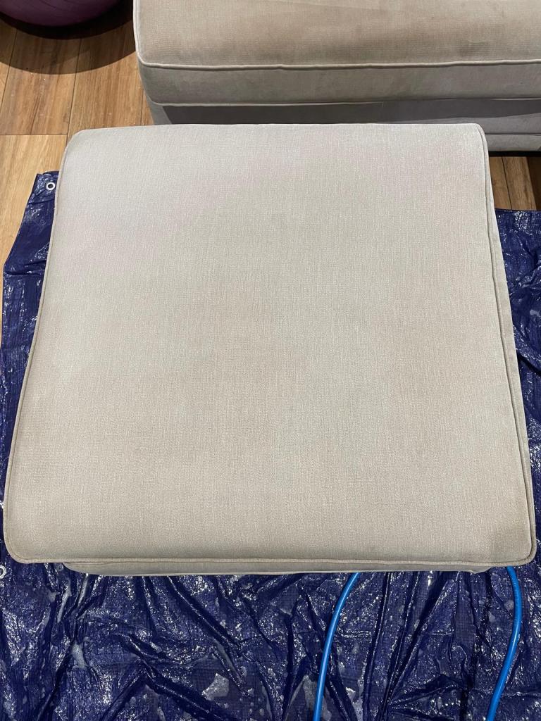 light coloured sofa cushion after cleaning with no marks visible