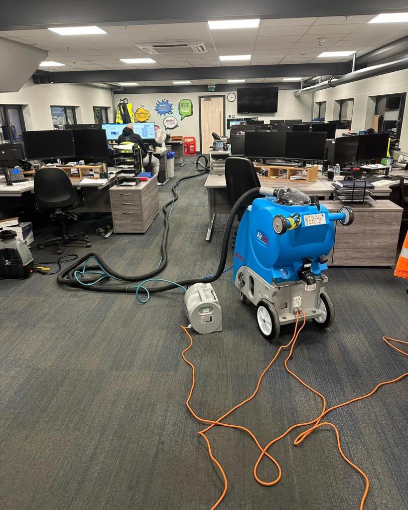 professional cleaning set up in office environment